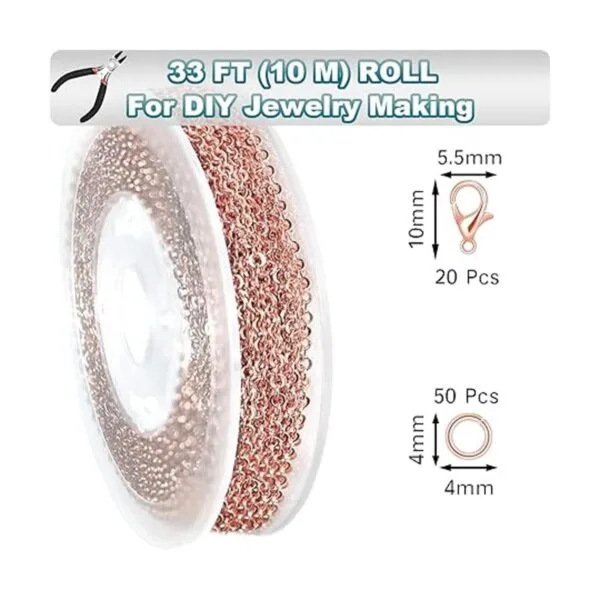 Jishi 33ft Link Cable Chain Roll 2mm Rose Gold Chain for_2