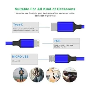 Multi 3 en 1 cable de carga USB largo para iPhone 9.8_2