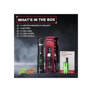 RCHOO Linterna recargable por USB doble interruptor_7