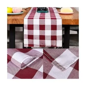 Tosewever Camino de mesa de granja a cuadros Buffalo_5