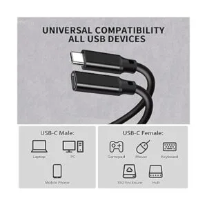 Cable de extensión USB C corto tipo C de 1.6 pies macho a_2