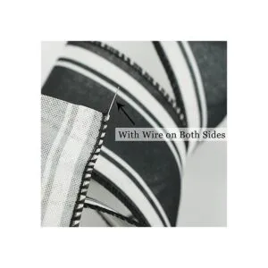 HUIHUANG Cinta de rayas blancas y negras con alambre de_3