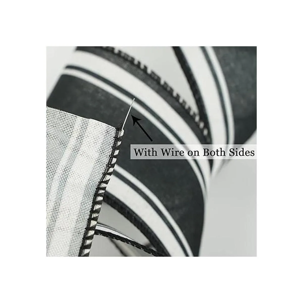 HUIHUANG Cinta de rayas blancas y negras con alambre de_3