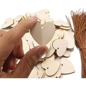 LASSUM 100 piezas 1.299 in Madera Corazón en forma de_5