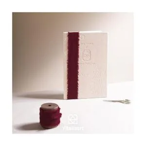 Vitalizart Cinta de lino de algodón burdeos con carrete de_4