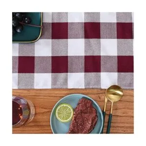 Tosewever Camino de mesa de granja a cuadros Buffalo_7