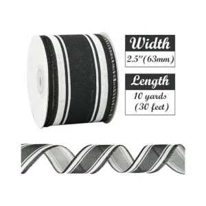 HUIHUANG Cinta de rayas blancas y negras con alambre de_2