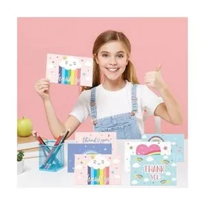 24 tarjetas de agradecimiento arcoíris con sobres y_6