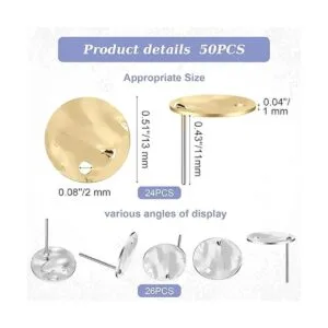 50 piezas de aretes redondos planos con agujero de bucle_2