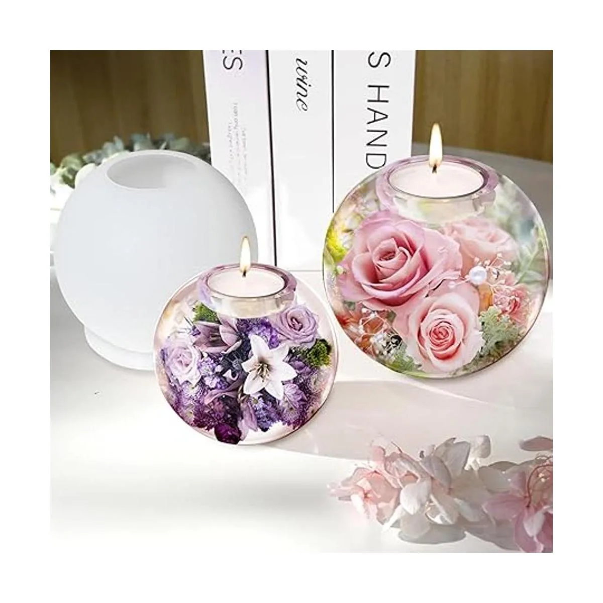 Actvty Portavelas Tealight moldes de resina 2 piezas de_2