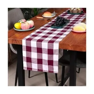 Tosewever Camino de mesa de granja a cuadros Buffalo_3