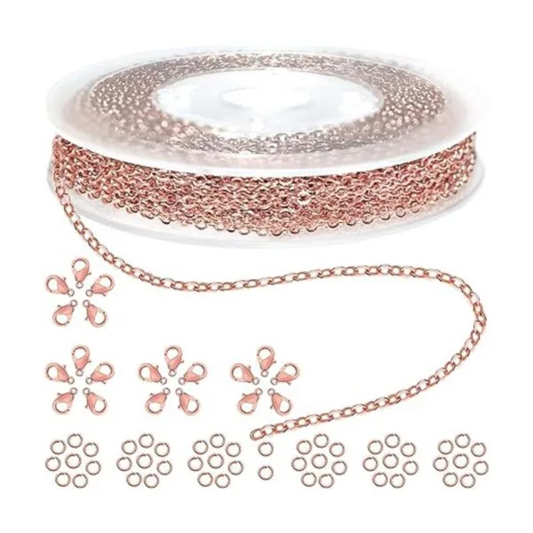 Jishi 33ft Link Cable Chain Roll 2mm Rose Gold Chain for_1