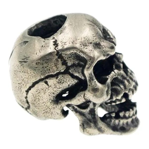 Cordón retro de latón plateado con calavera antiguo_3