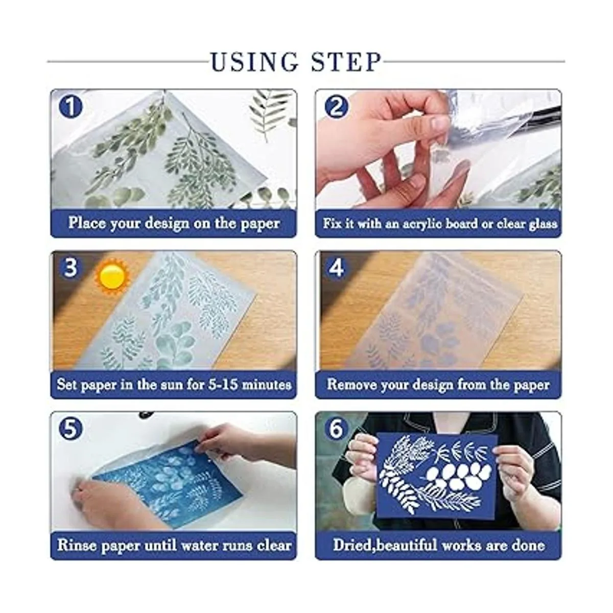 Juego de 32 hojas de papel cianotipo para impresión solar_5