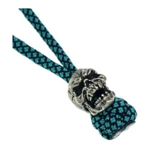 Cordón retro de latón plateado con calavera antiguo_6