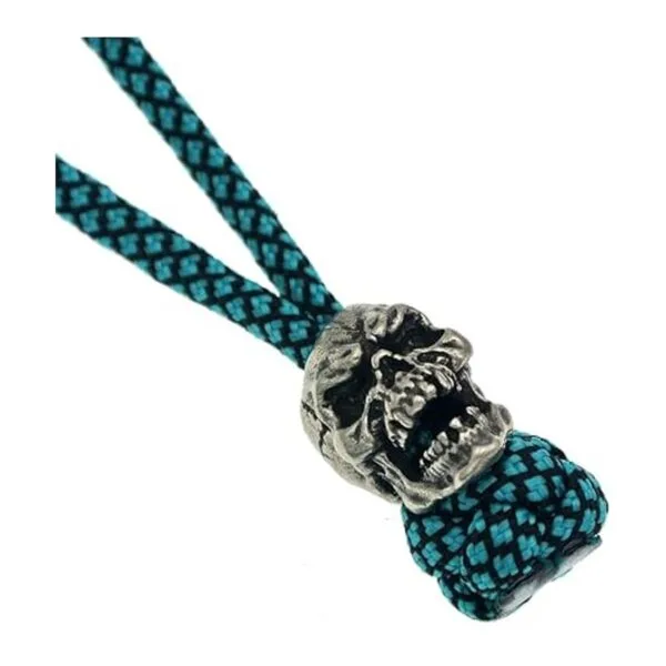 Cordón retro de latón plateado con calavera antiguo_6