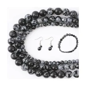 93 cuentas negras de copo de nieve de piedra natural para_4