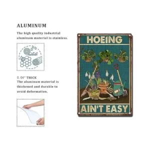 FLFGIDD Letrero de estaño Hoeing Aint Easy Gardening_3