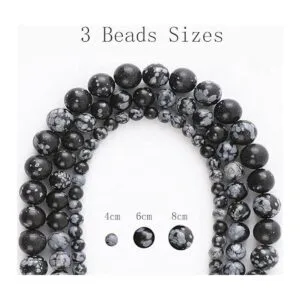 93 cuentas negras de copo de nieve de piedra natural para_2