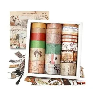 NIKOMIE Juego de 20 rollos de cinta washi vintage y 30_1