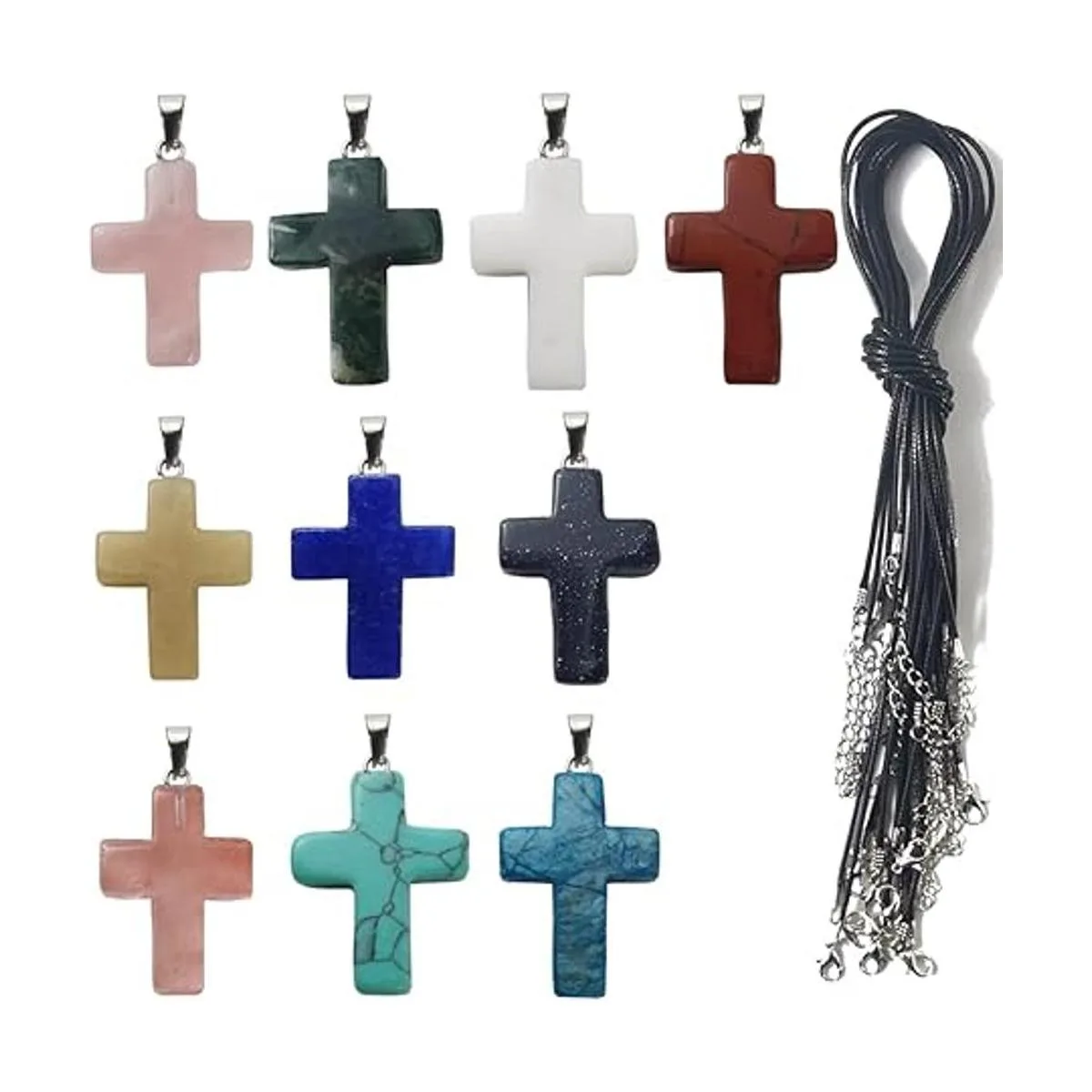 GXXMEI Juego de 20 colgantes de piedra en forma de cruz_1