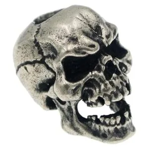 Cordón retro de latón plateado con calavera antiguo_2