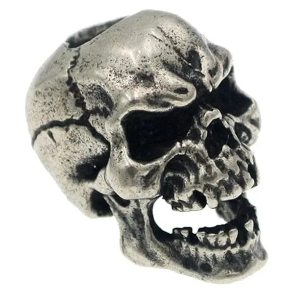 Cordón retro de latón plateado con calavera antiguo_2