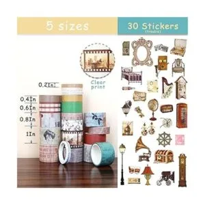 NIKOMIE Juego de 20 rollos de cinta washi vintage y 30_2