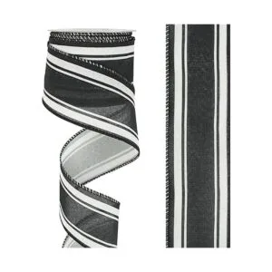 HUIHUANG Cinta de rayas blancas y negras con alambre de_4