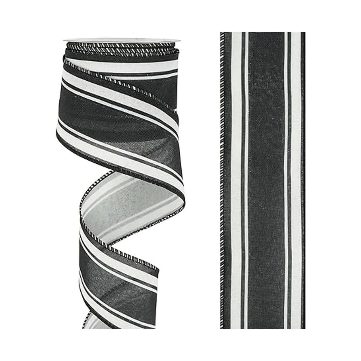 HUIHUANG Cinta de rayas blancas y negras con alambre de_4