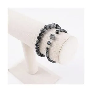 93 cuentas negras de copo de nieve de piedra natural para_6