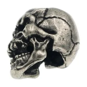 Cordón retro de latón plateado con calavera antiguo_4