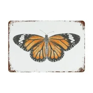 VIOFLOW Letrero de metal vintage con diseño de mariposa_1