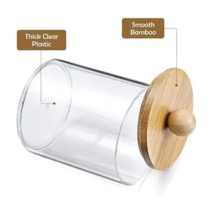 Paquete de 4 dispensadores Qtip con tapas de bambú_5