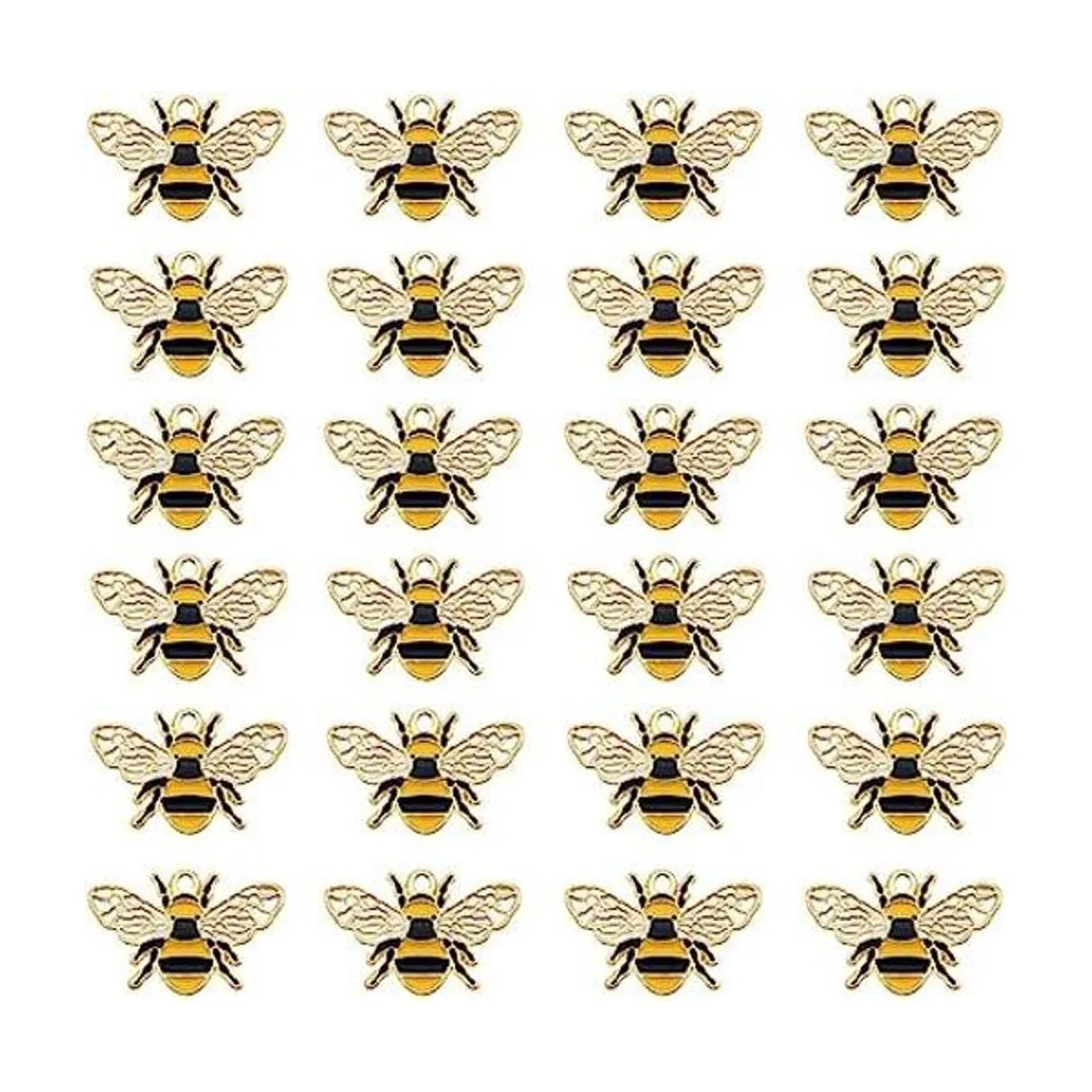 Lote de x24 dijes de abeja de miel de aceite de esmalte_1
