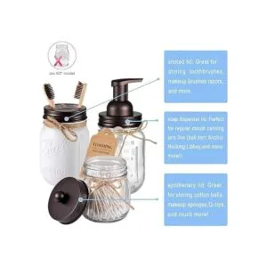 Juego de accesorios de baño Mason Jar 4 piezas tarros_2