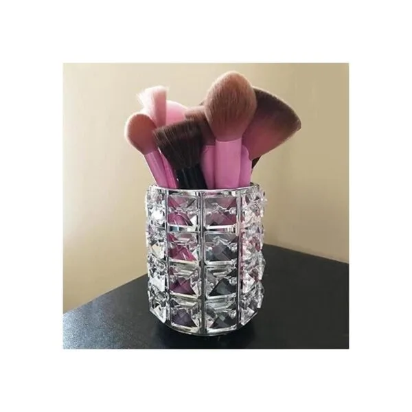 Organizador de brochas de maquillaje cristal dorado con_3