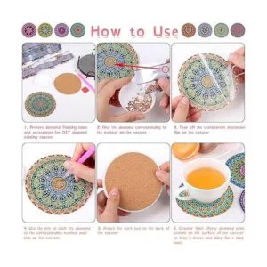 Kit de posavasos de pintura de diamantes 8 piezas de_5
