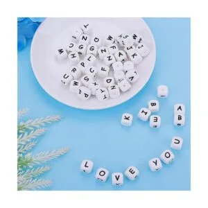 52 cuentas de letras de silicona cuentas cuadradas del_5