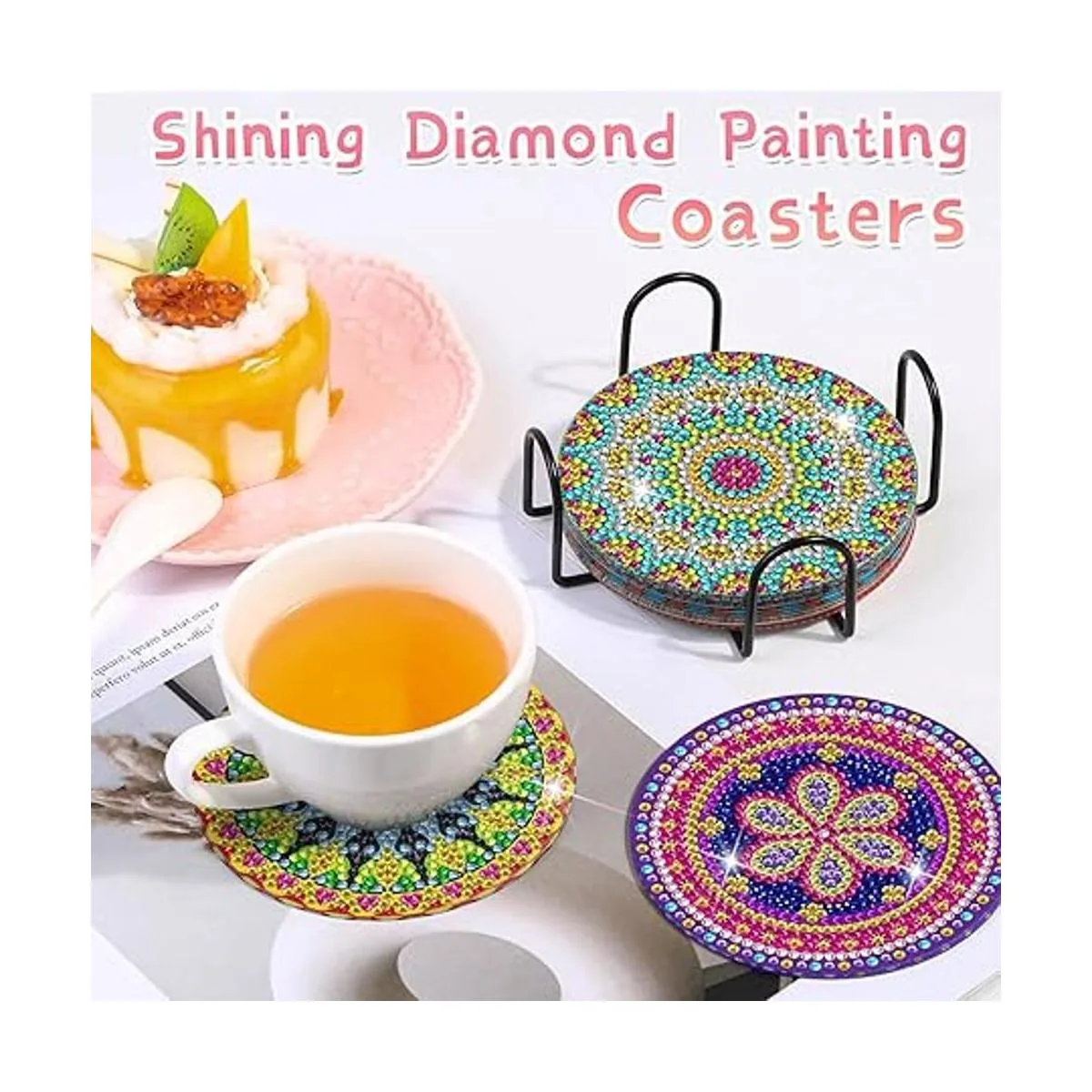 Kit de posavasos de pintura de diamantes 8 piezas de_2