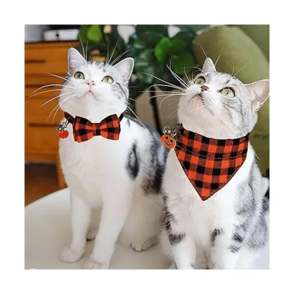 STMK Paquete de 2 collares de bandana para gatos con_5