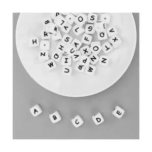 52 cuentas de letras de silicona cuentas cuadradas del_4