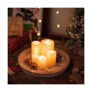 Hanobe Bandeja decorativa de madera Bandejas redondas de_2