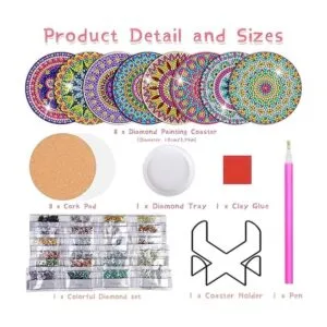 Kit de posavasos de pintura de diamantes 8 piezas de_3