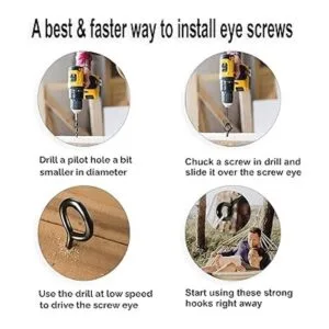 ZYRAW Paquete de 10 ganchos para ojos tornillos de acero_4
