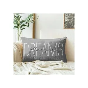Emvency Funda de almohada rústica gris Follow Your Dreams_2