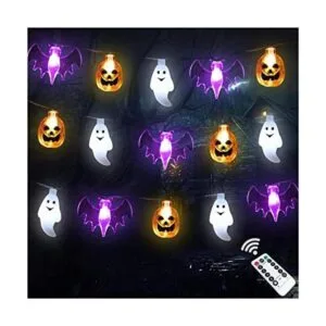 Halloween Lights 16FT 30 LED 3D Pumpkin Bat Ghost Battery_1