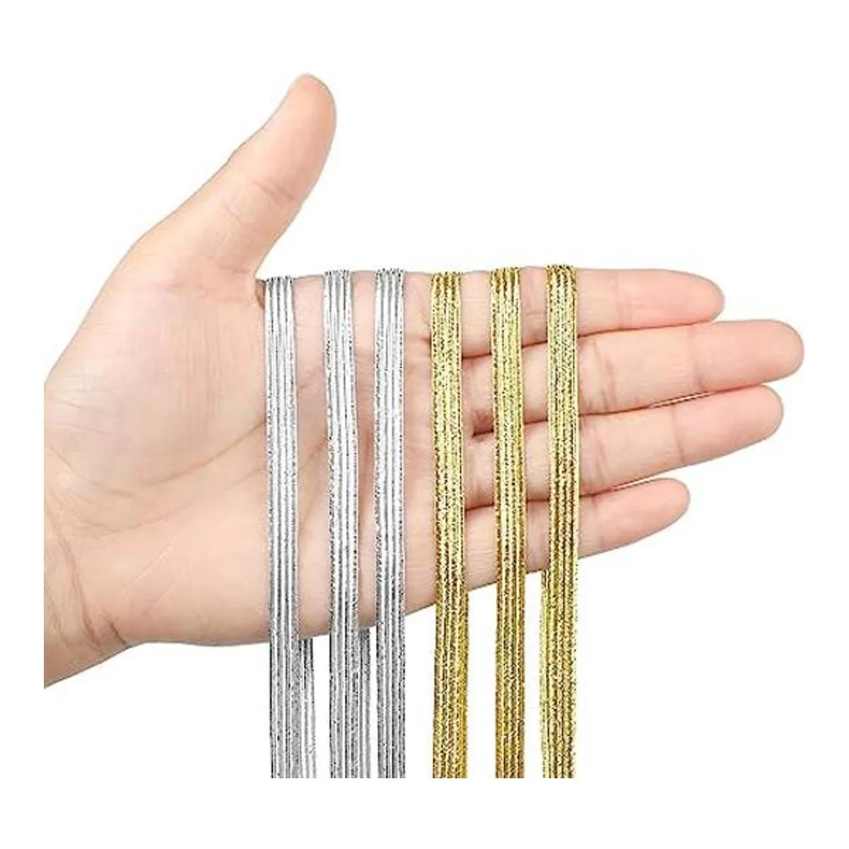 WILLBOND 2 rollos de bandas elásticas plateadas y doradas_1