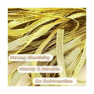 WILLBOND 2 rollos de bandas elásticas plateadas y doradas_6