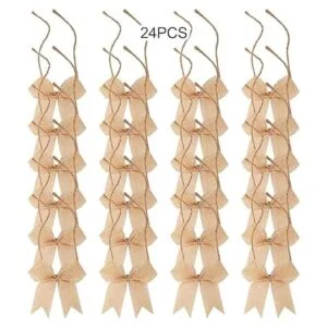 Meseey 24 Pcs 3 Inch Mini Burlap Ribbon Bow Smal Bows for_2